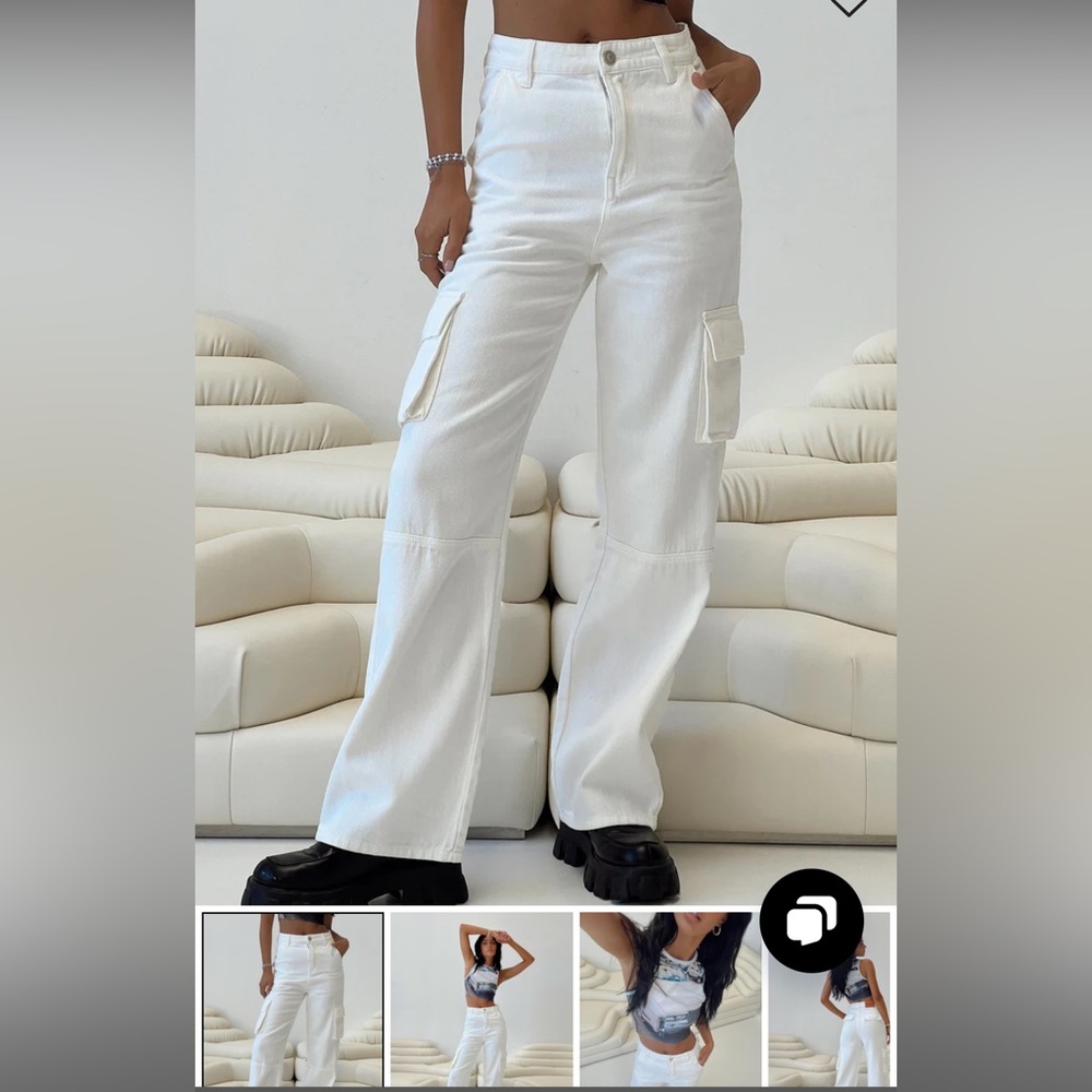 Princess Polly White Cargo Pants